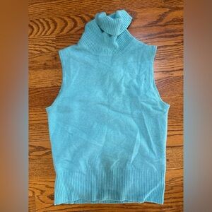 Vintage ANN TAYLOR Casmere Mint Green Sleeveless Sweater Turtleneck Sz S
